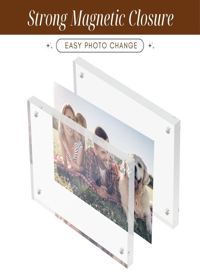 CATIFLIN 4x6 Magnetic Acrylic Frames 2 Pack, Double Sided Clear Frameless Picture Frame Blocks, 20mm Thick Photo Frames Free Standing Display for Family Photos, Certificates, Office, Artwork - Image 3